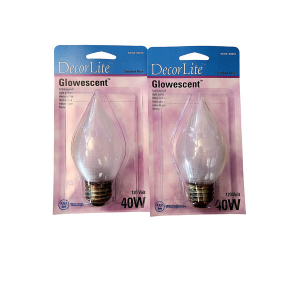 Westinghouse Decor Light Glowescent Forty Watt Flame 40c15‎ 2 Light Blubs 2 of 3 - Picture 1 of 12